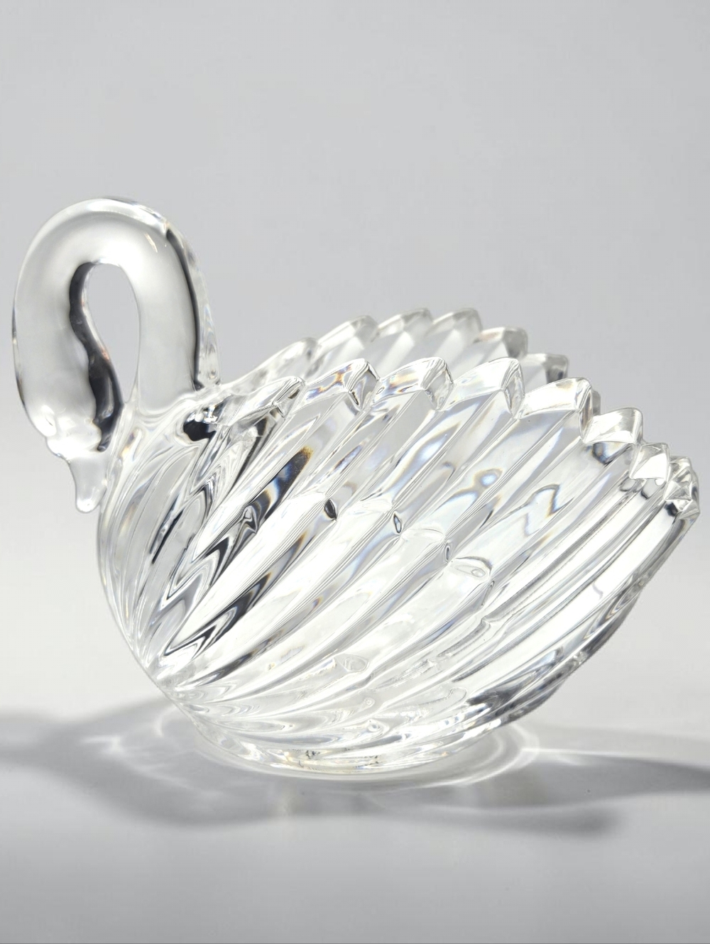 Vintage Gloria Vanderbilt Lead Crystal Swan Bowl Vase Candy Dish Telafloral Gift